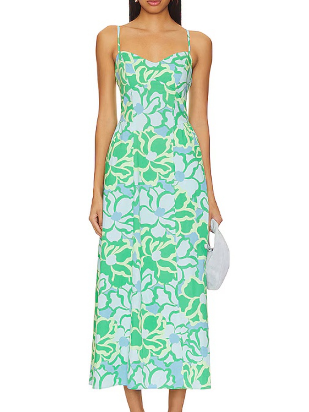 Show Me Your Mumu Allegra Midi Dress in Spring Tiffany Floral (green, white)